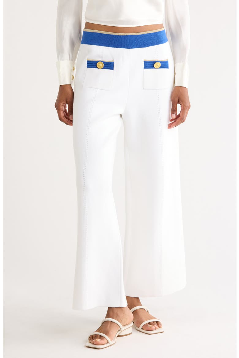 Madrid Wide Leg Knit Pants, Main, color, WHITE/ NAVY/ GOLD