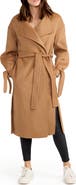 Belle & Bloom Head over Heels Collarless Belted Wool Blend Coat