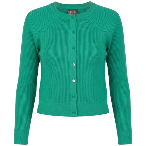 Cropped Rib Knit Raglan Button Cardigan