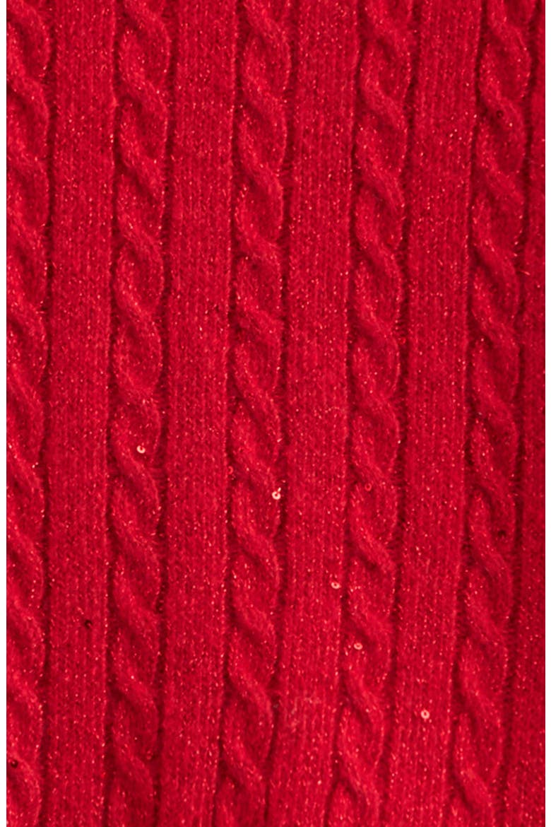 Kids' Sequin Cable Knit Cardigan, Alternate, color, RED SALSA