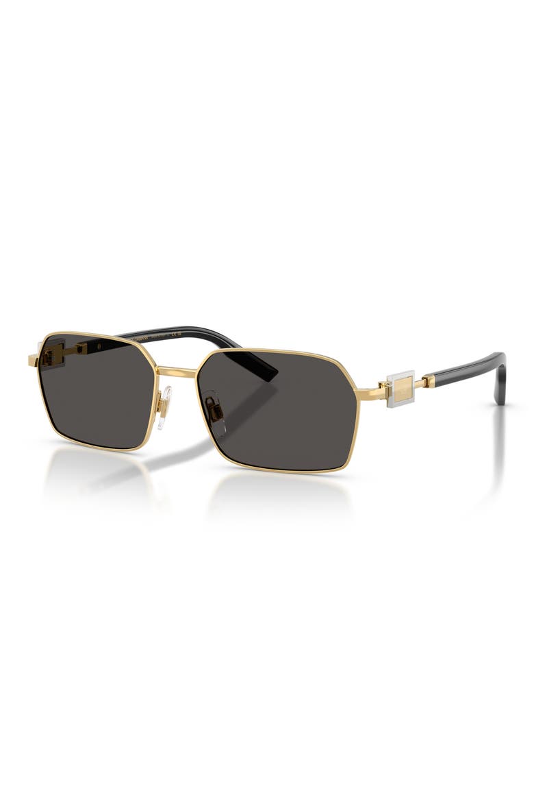 56mm Rectangular Sunglasses, Alternate, color, GOLD / DARK GREY