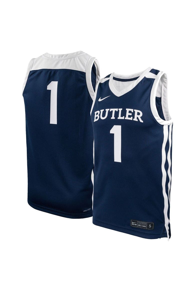 Men's Nike #1 Navy Butler Bulldogs Replica Basketball Jersey, Main, color, Navy