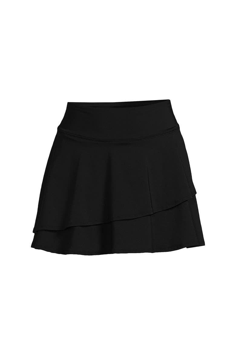 High Waisted Tulip Hem Swim Skort, Alternate, color, Black