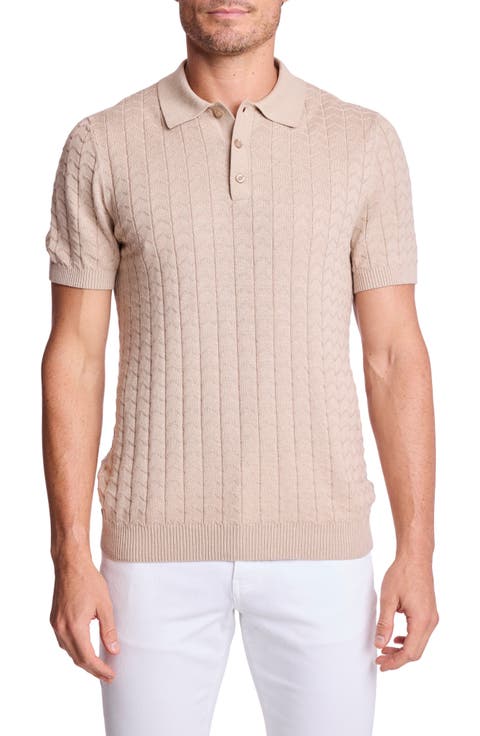Trim Fit Zigzag Knit Polo