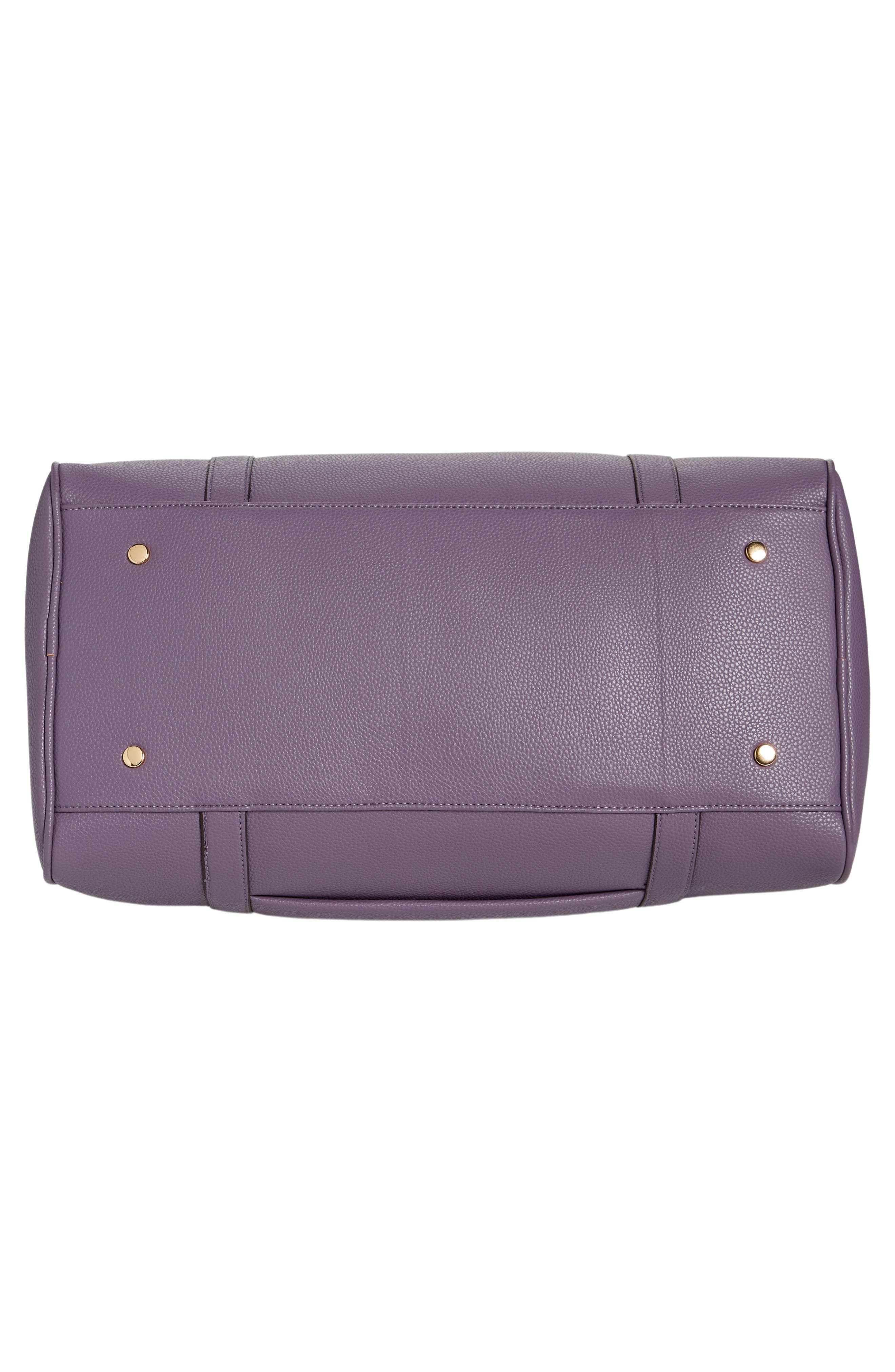 Amber Vegan Leather Overnight Duffle Bag, Alternate, color, EGGPLANT