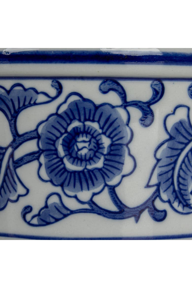 Stoneware Pet Bowl with Design, Blue and White, Alternate, color, Blue