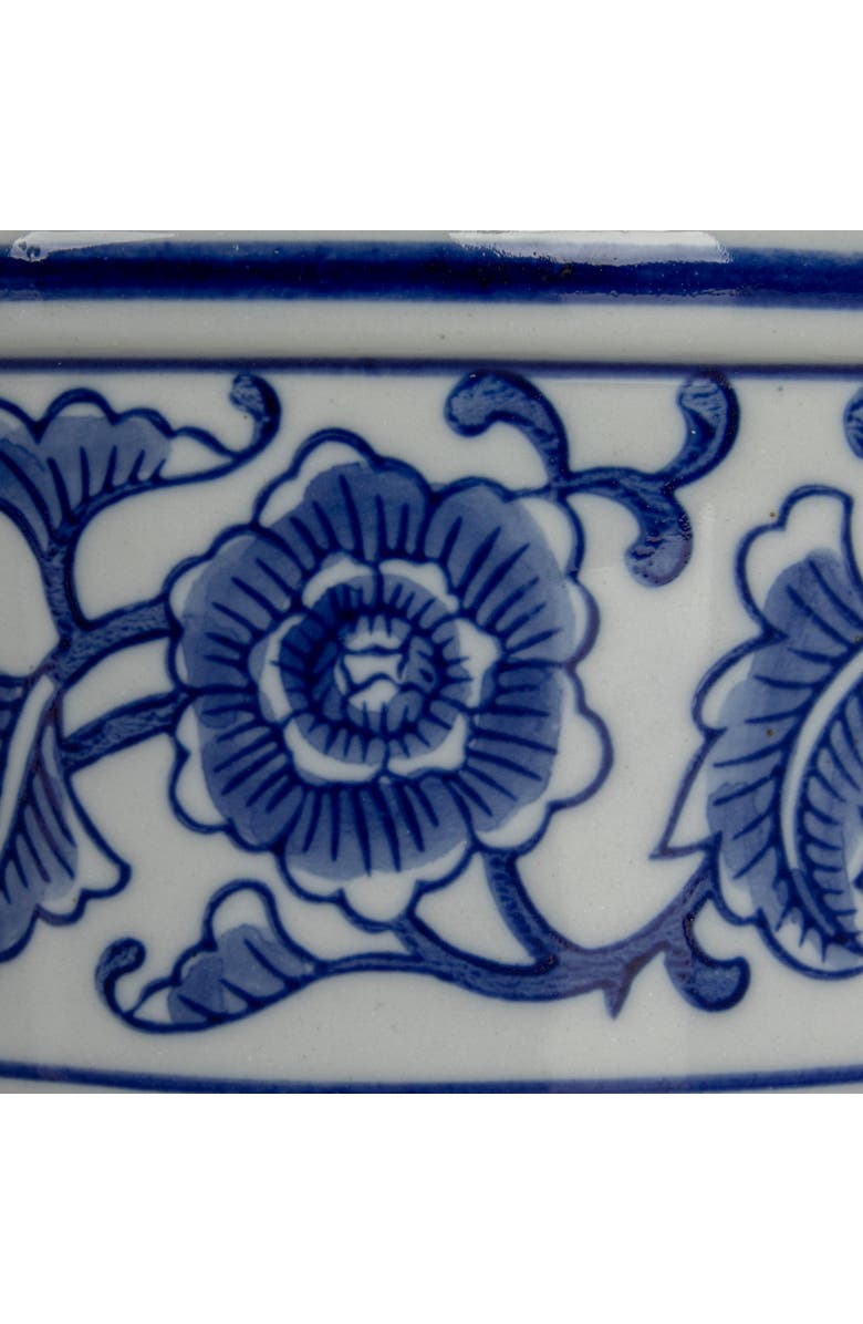 Storied Home Stoneware Pet Bowl with Design, Blue and White, Alternate, color, Blue