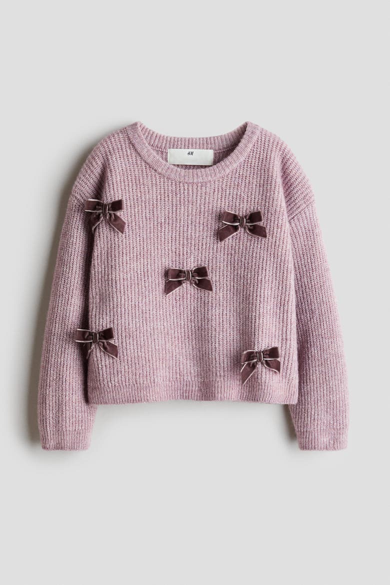 Appliquéd Sweater, Alternate, color, Dusty purple/bows
