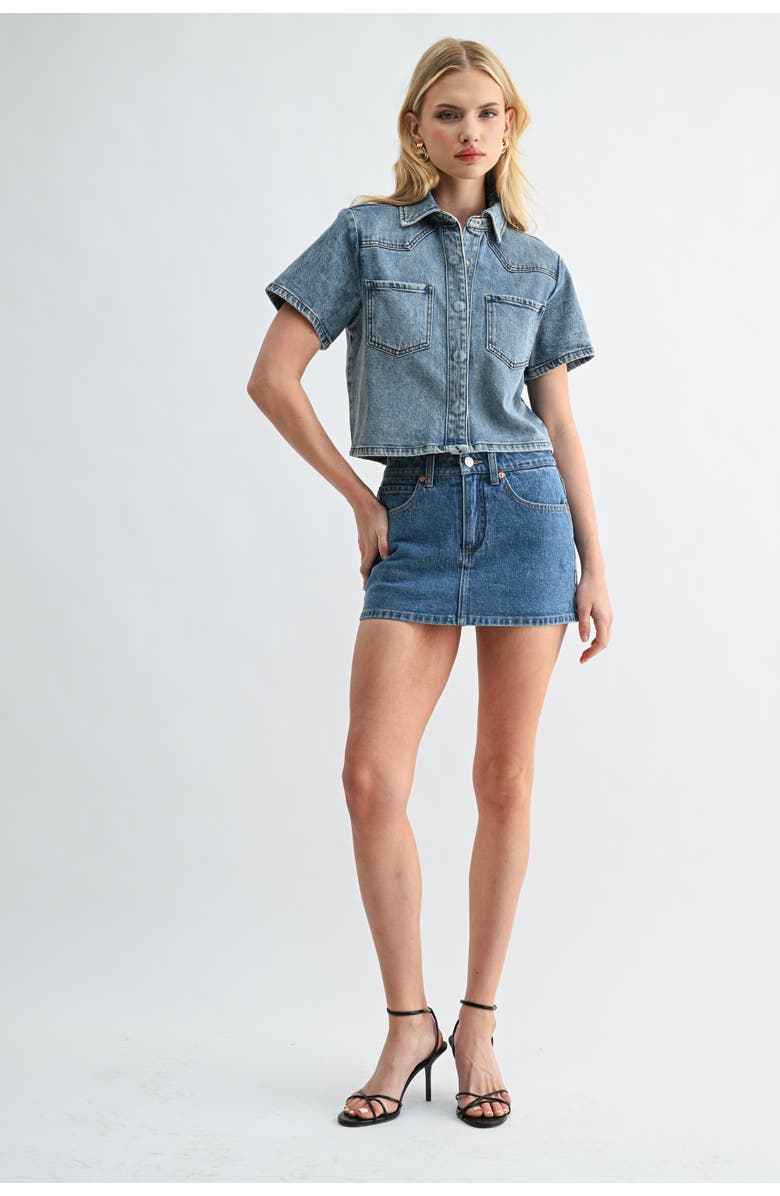 Jemina Denim The Muse Mini-Shirt Medium Wash, Alternate, color, Medium Wash