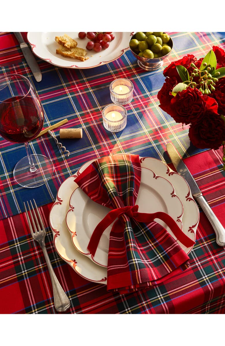 Petite Plume Imperial Tartan Plaid Set of 4 Napkins, Alternate, color, Red