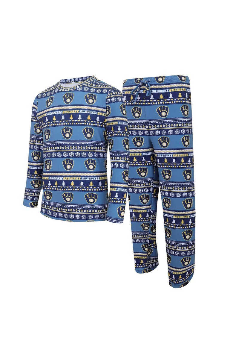 CONCEPTS SPORT Men's Concepts Sport Navy Milwaukee Brewers Knit Ugly Sweater Long Sleeve Top & Pants Set, Alternate, color, Navy