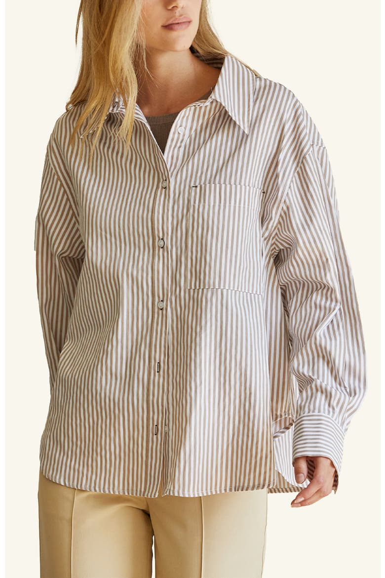 Striped Button Up Shirt, Main, color, Beige