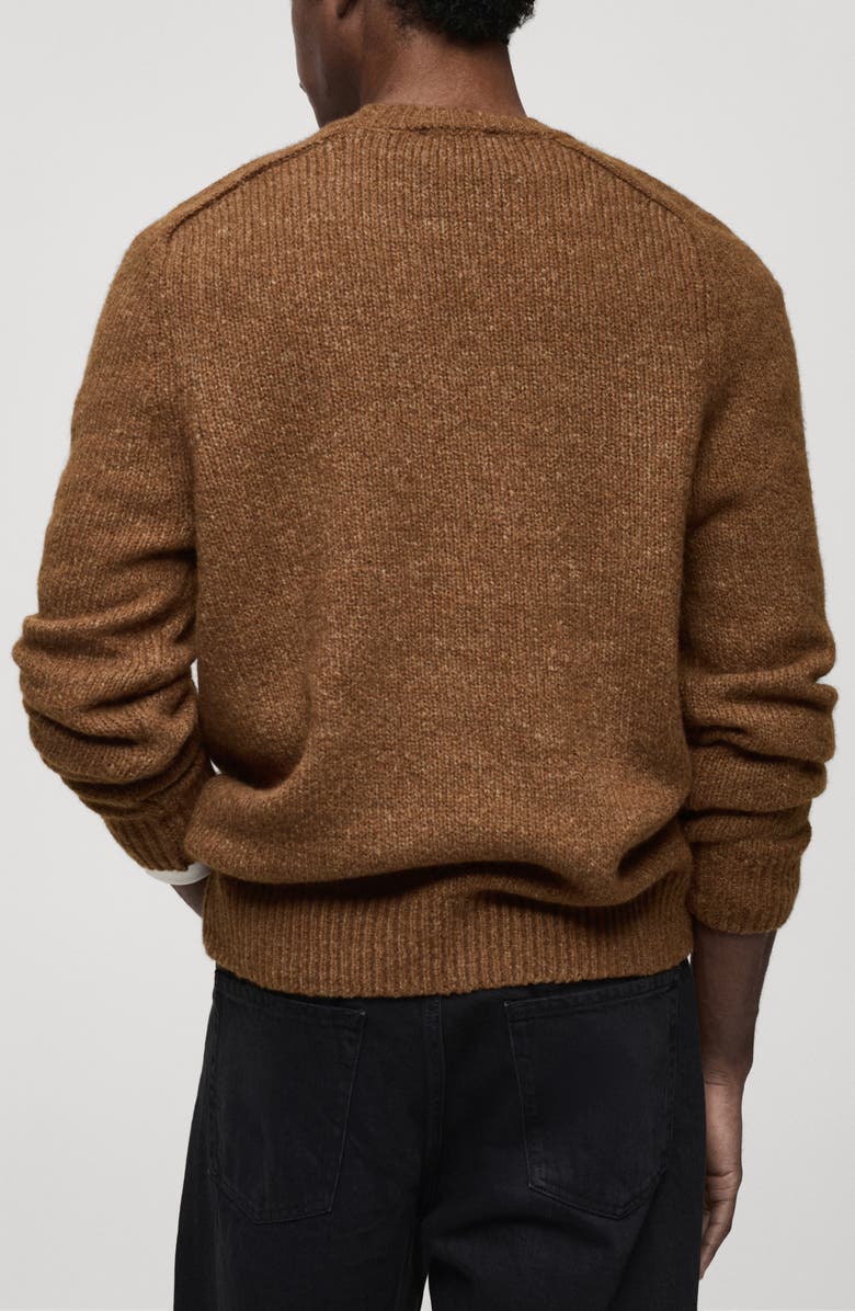 MANGO Wool & Cotton Blend Sweater, Alternate, color, Medium Brown