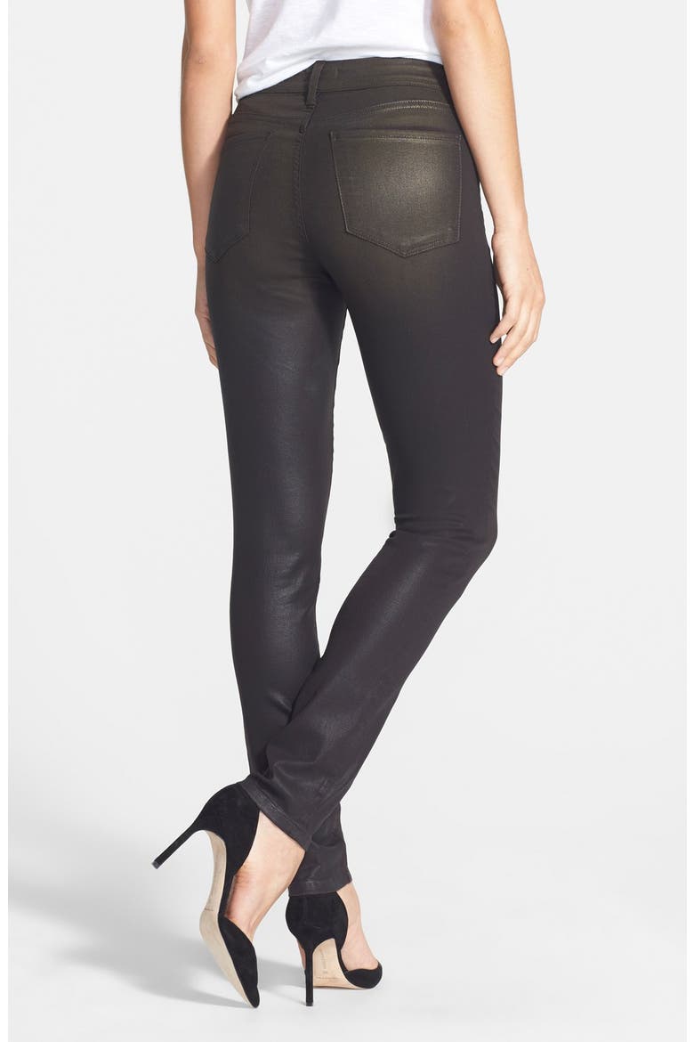 'Alina' Coated Stretch Skinny Jeans, Alternate, color, BRONZE COATING