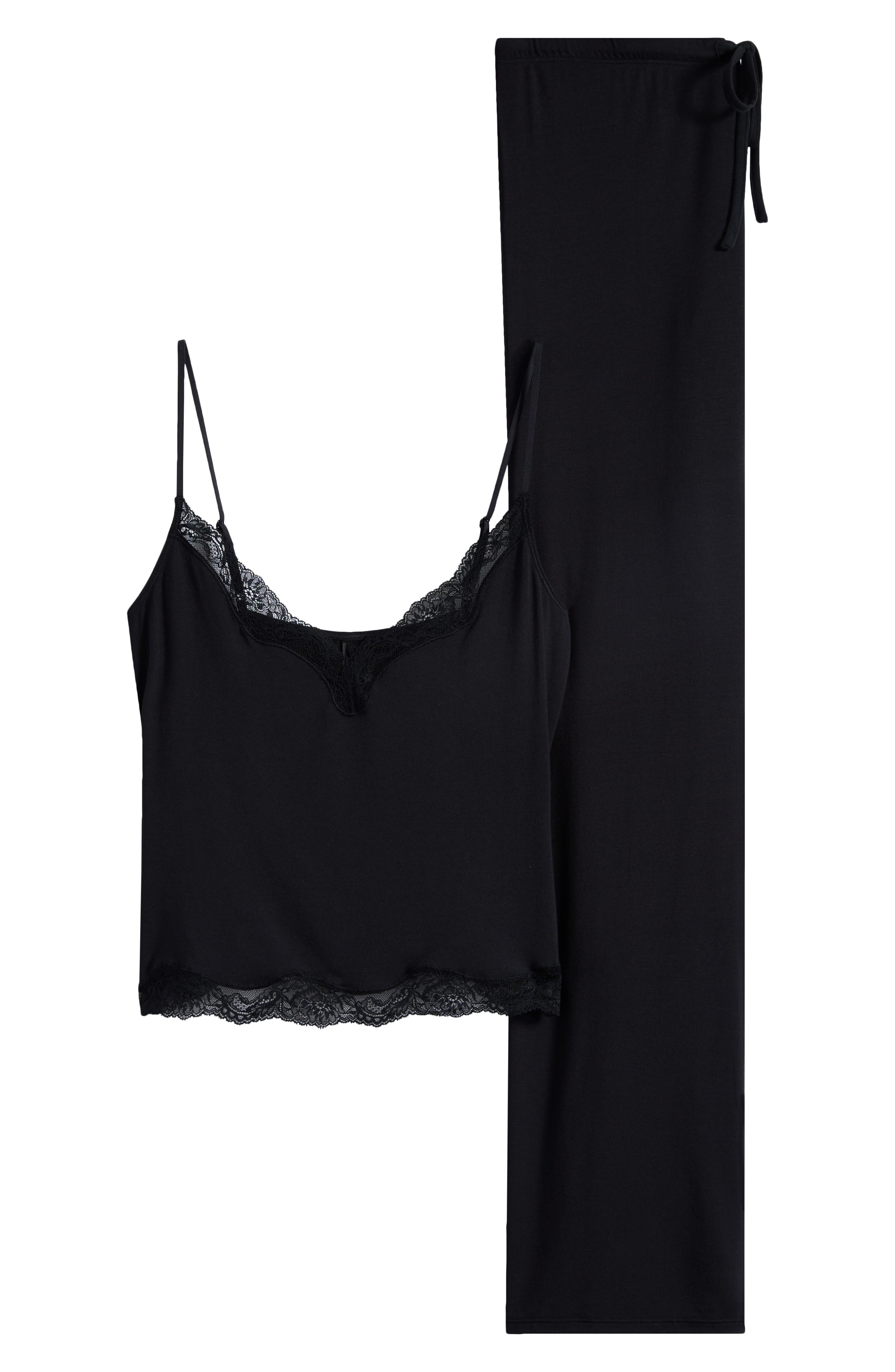 SKIMS Lace Trim Pajamas - Onyx, Small
