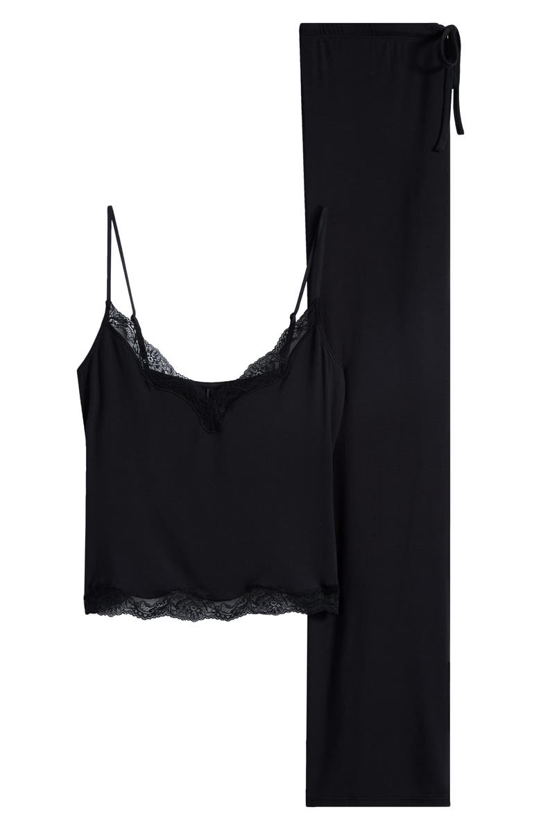 SKIMS Lace Trim Pajamas, Main, color, Onyx