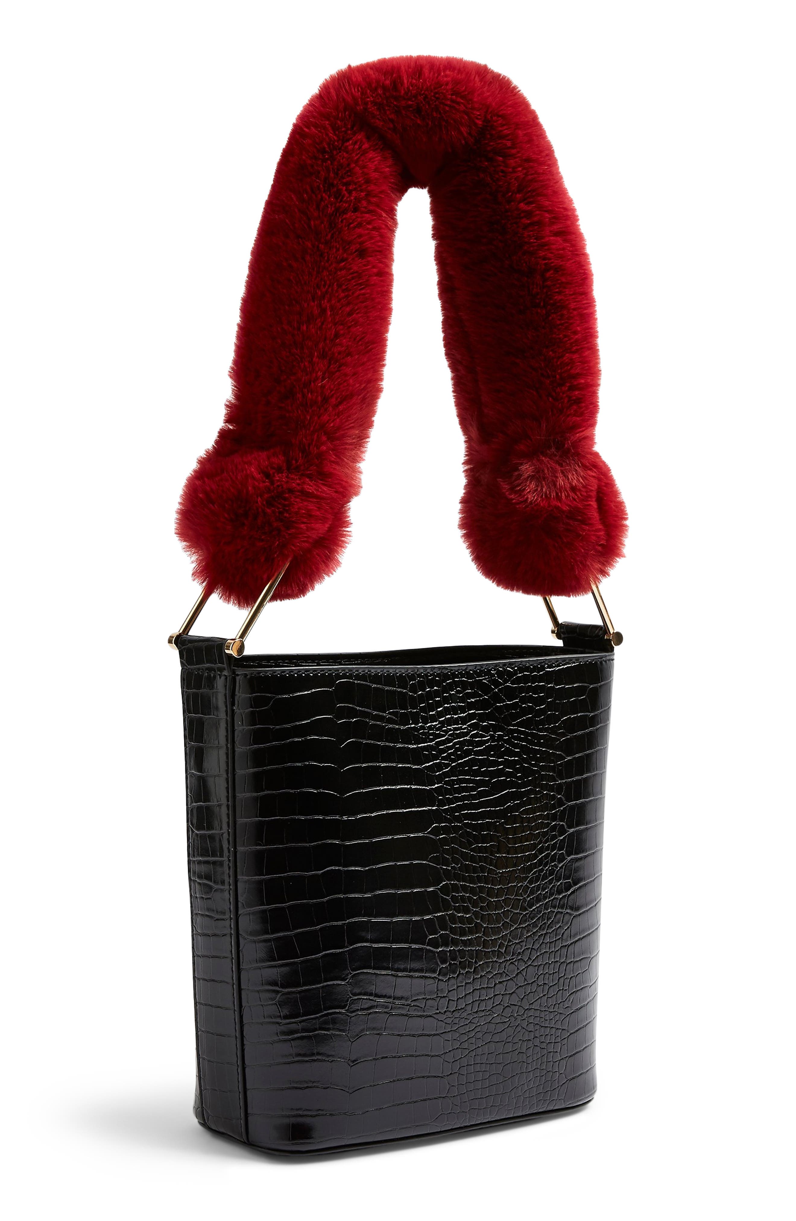 Topshop Tess Faux Fur Handle Tote Bag, Main, color, 