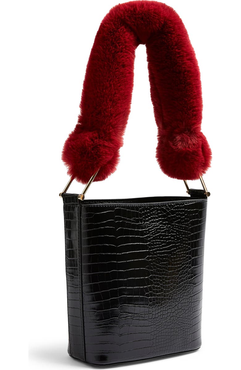 Topshop Tess Faux Fur Handle Tote Bag, Main, color,