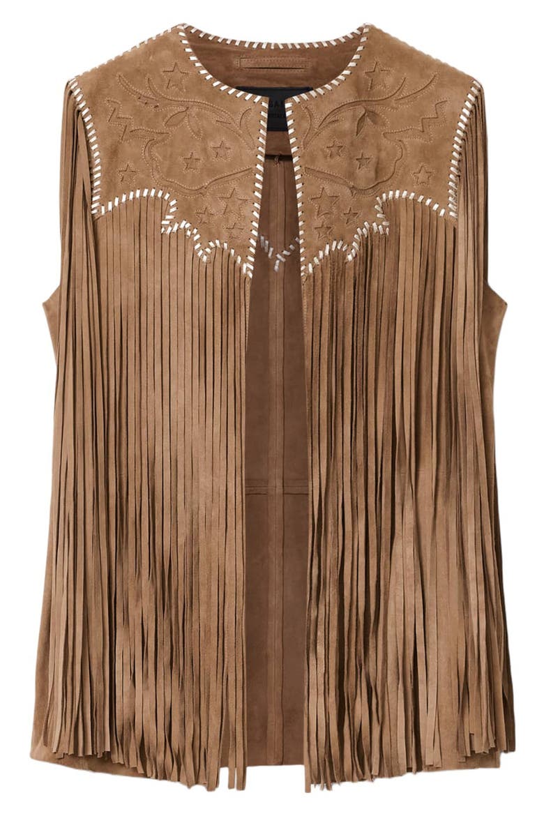 Carter Fringe Vest, Alternate, color, SAND BROWN