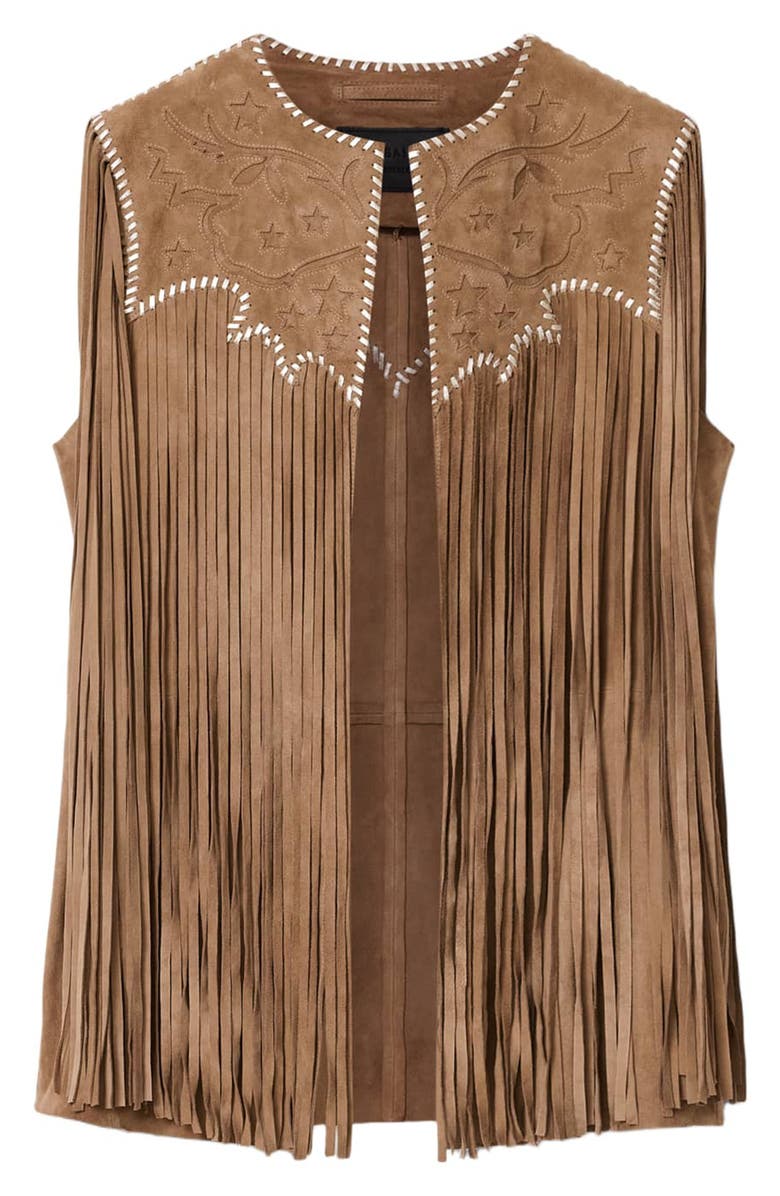 AllSaints Carter Fringe Vest, Alternate, color, Sand Brown