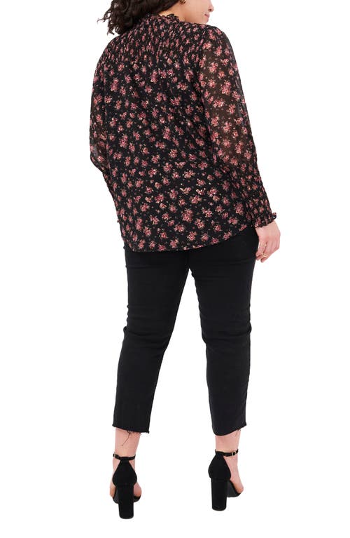 1.state Print Tie Neck Sleeveless Top In Black/multi