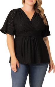 Kiyonna Sunny Day Eyelet Wrap Top