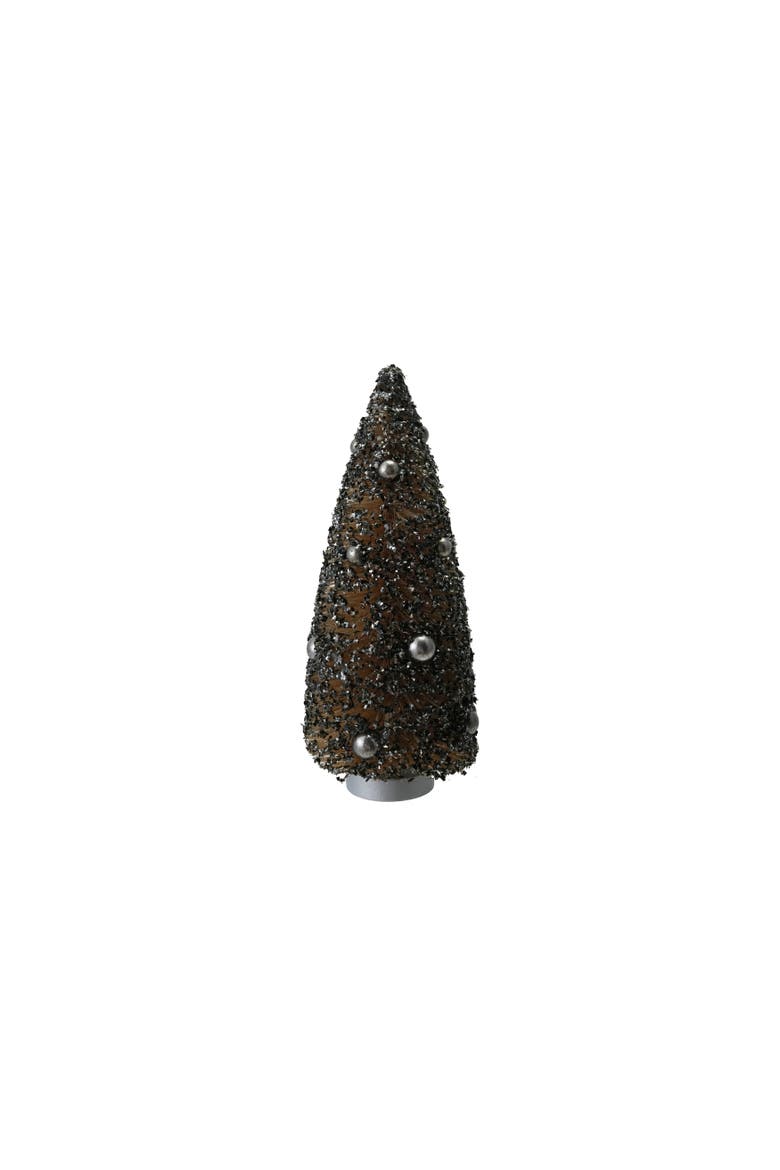 Sisal Bottle Brush Tree with Finish Glitter & Ornaments, Main, color, Silver