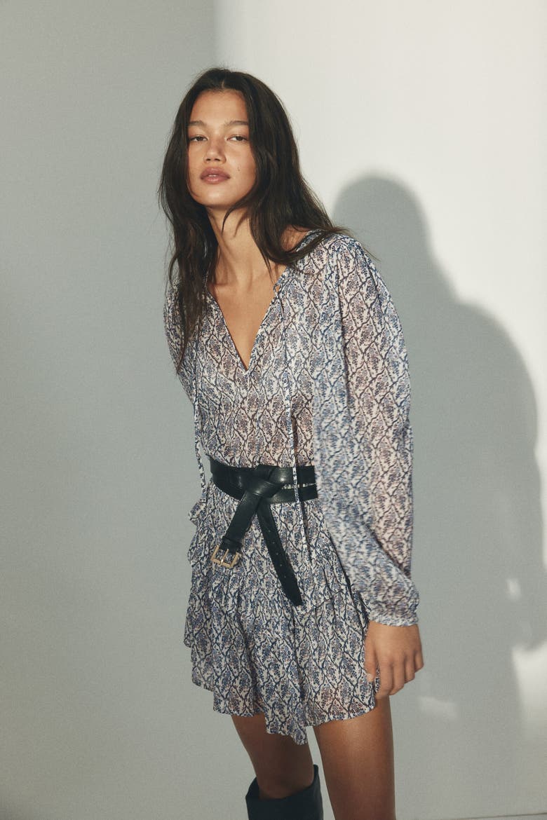 Flounce-trimmed Dress, Main, color, Cream/floral