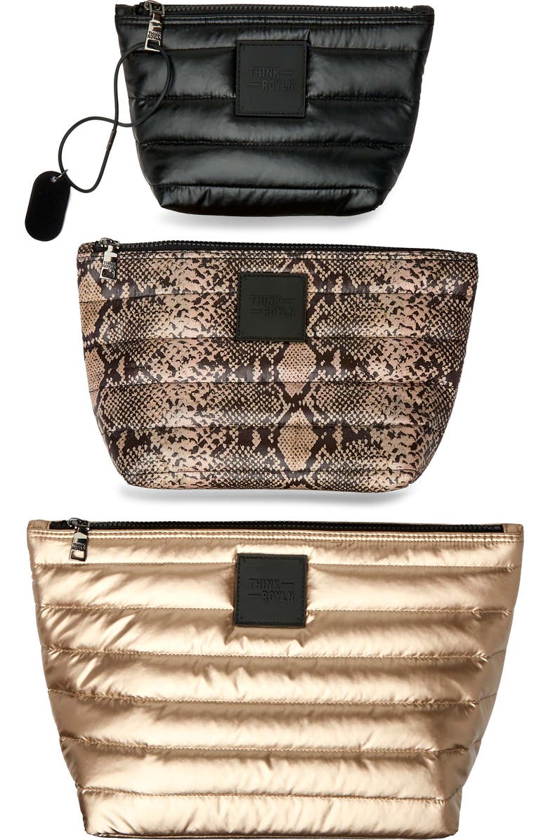 THINK ROYLN Travel Trio Organizational Pouches, Main, color, Pearl Cashmere/ Python Print