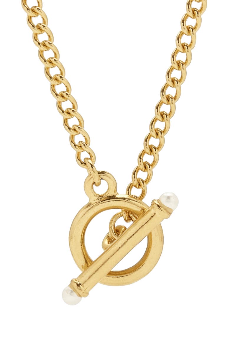 Stella Imitation Pearl Toggle Necklace, Alternate, color, GOLD
