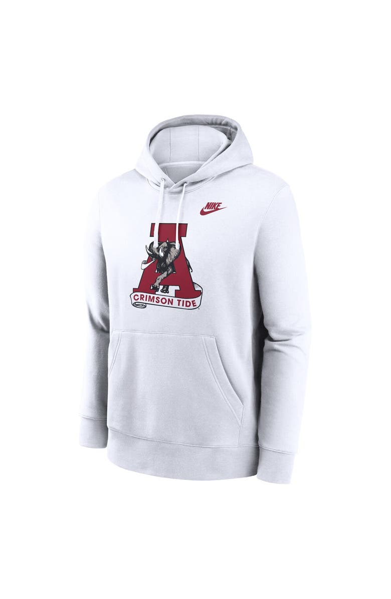 Nike Men's Nike White Alabama Crimson Tide Legacy Logo Club Fleece Pullover Hoodie, Alternate, color, White