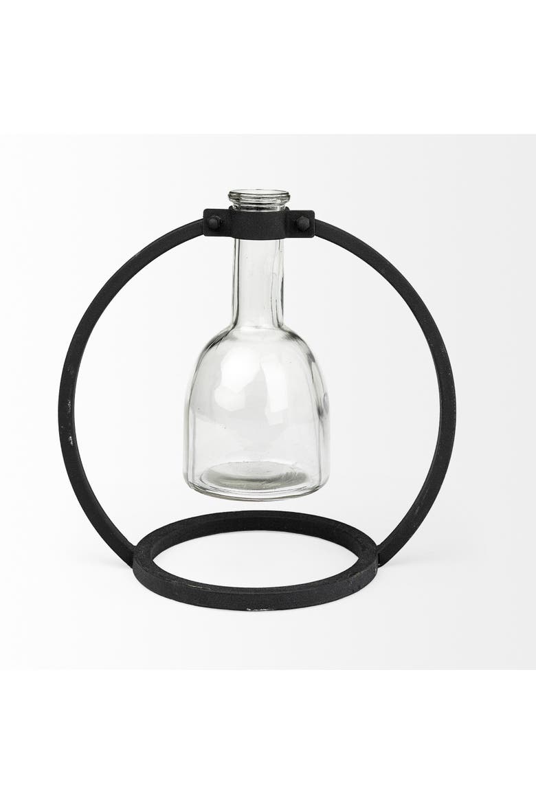 Monica Metal Glass Bottle Vase, Alternate, color, Black