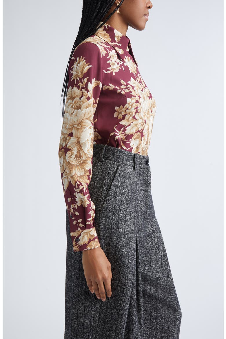 Floral Stretch Silk Button-Up Shirt, Alternate, color, HR4OX ROSE CRETONNE F.BDX