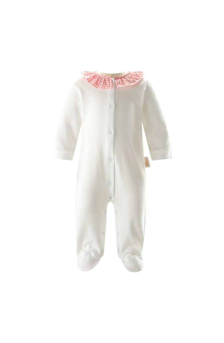 Rachel Riley Gingham Daisy Babygro, Main, color, Pink