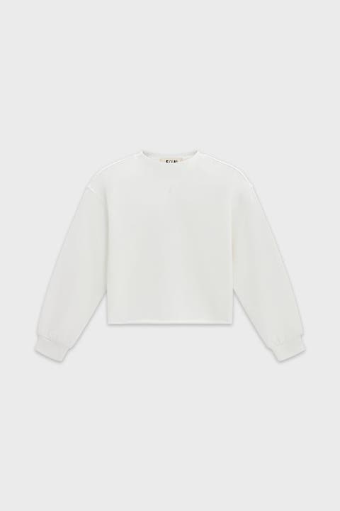 Cotton Mock Neck Cropped Sweatshirt