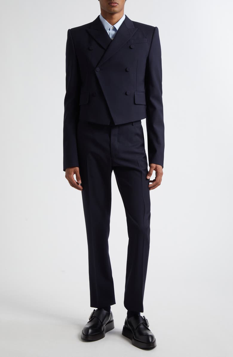 McQueen Shrunken Wool Blazer, Alternate, color, Navy