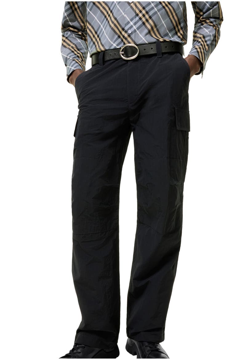 Nylon Cargo Trousers, Main, color, Navy