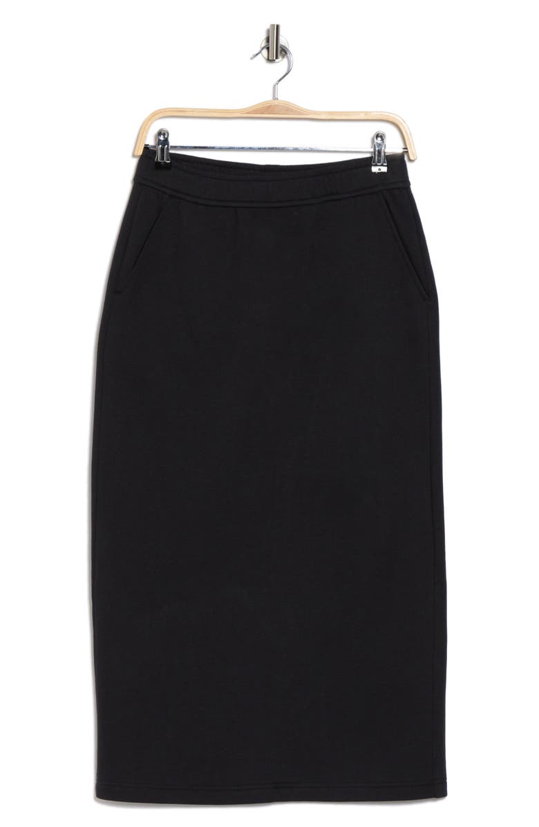 Z by Zella Feather Fleece Midi Skirt, Alternate, color, Black