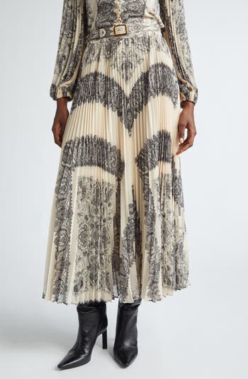 【Zimmermann】SUNRAY PLEATED SKIRT プリーツ ミディスカート Zimmerman Sunray Pleated Skirt Tea Paisley – blueandcream