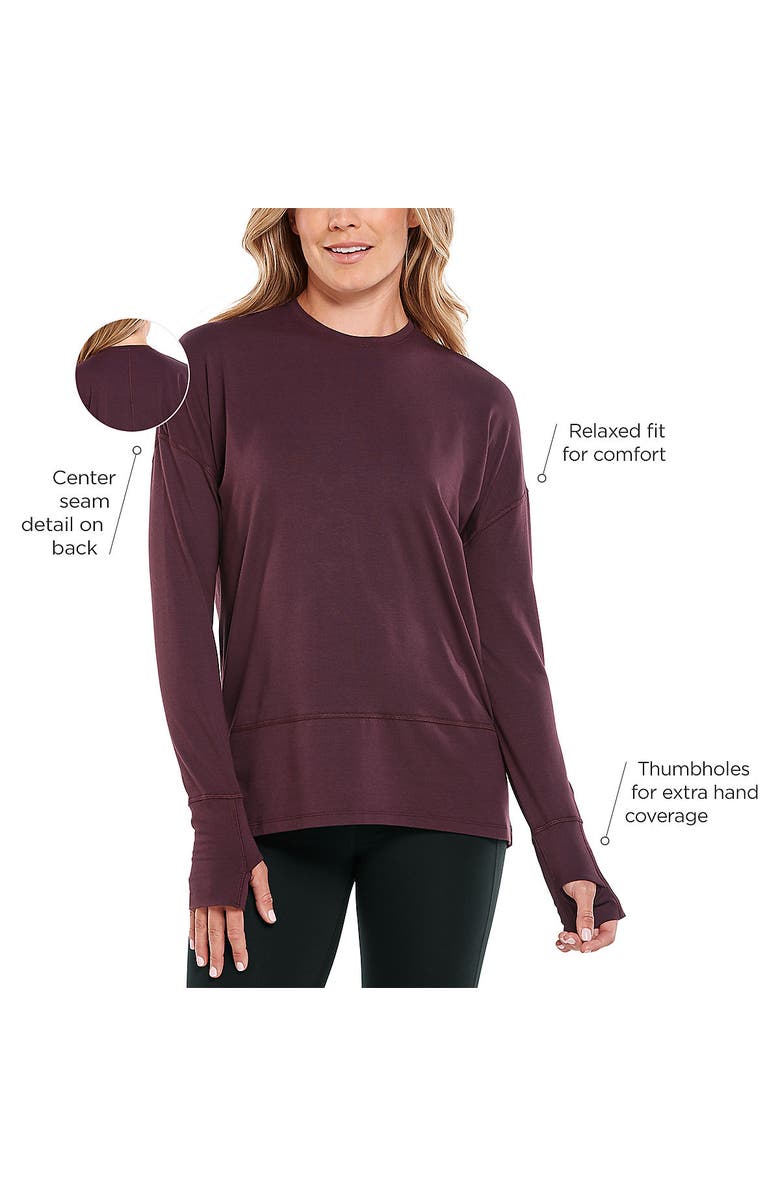 Coolibar Women's Relaxed Long Sleeve T-Shirt - UPF 50+ Sun Protection - LumaLeo, Alternate, color, White