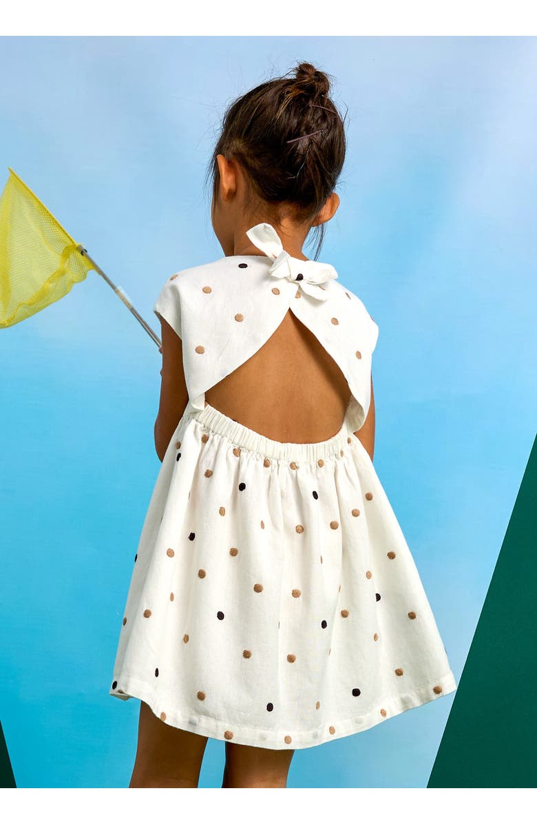 Mayoral Embroidered Polka Dot Dress, Alternate, color, Natural