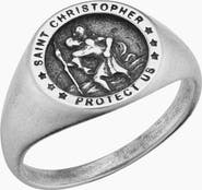 Oradina Mens Guardian Signet Ring in Oxidized Silver