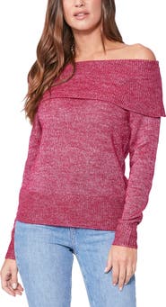 PAIGE Izabella Metallic Mélange Off the Shoulder Sweater