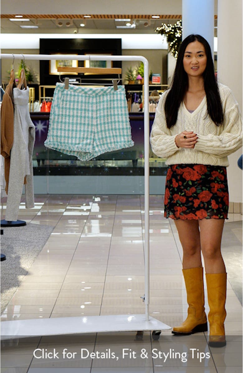 Check Bouclé Fringe Shorts, sales video thumbnail