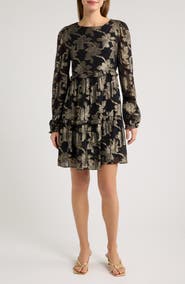 Lilly Pulitzer® Cecile Long Sleeve Metallic Minidress