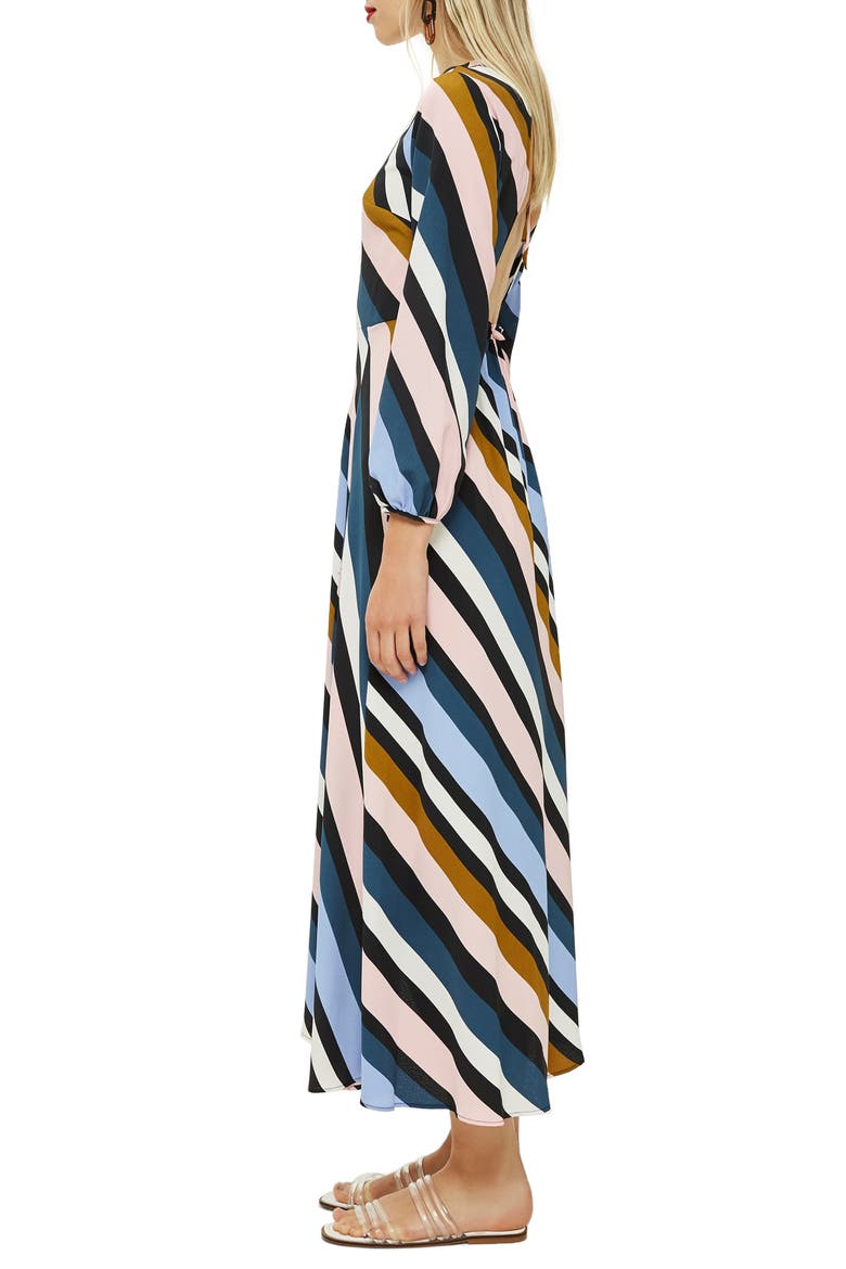 Open Back Midi Dress, Alternate, color, BLUE MULTI