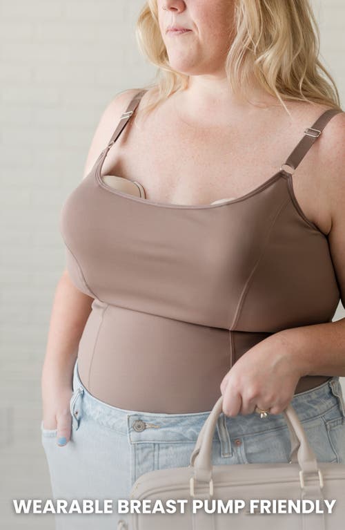 Davin & Adley Busty Size Amelia Maternity, Nursing And Pumping Tank Top In Brown