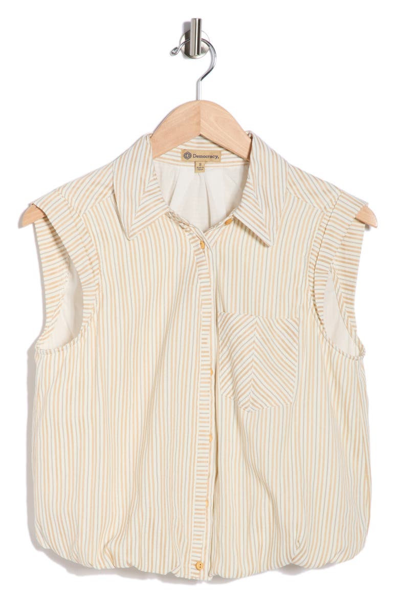 Cap Sleeve Bubble Hem Cotton Seersucker Top, Main, color, WALNUT MULTI