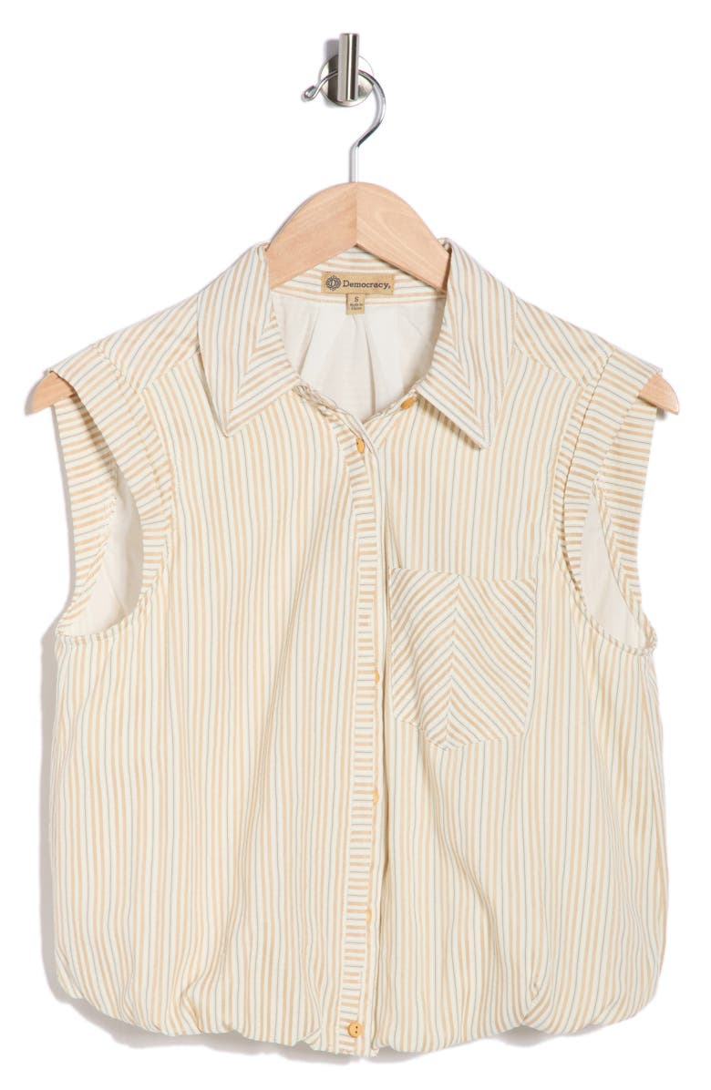 Democracy Cap Sleeve Bubble Hem Cotton Seersucker Top, Main, color, Walnut Multi