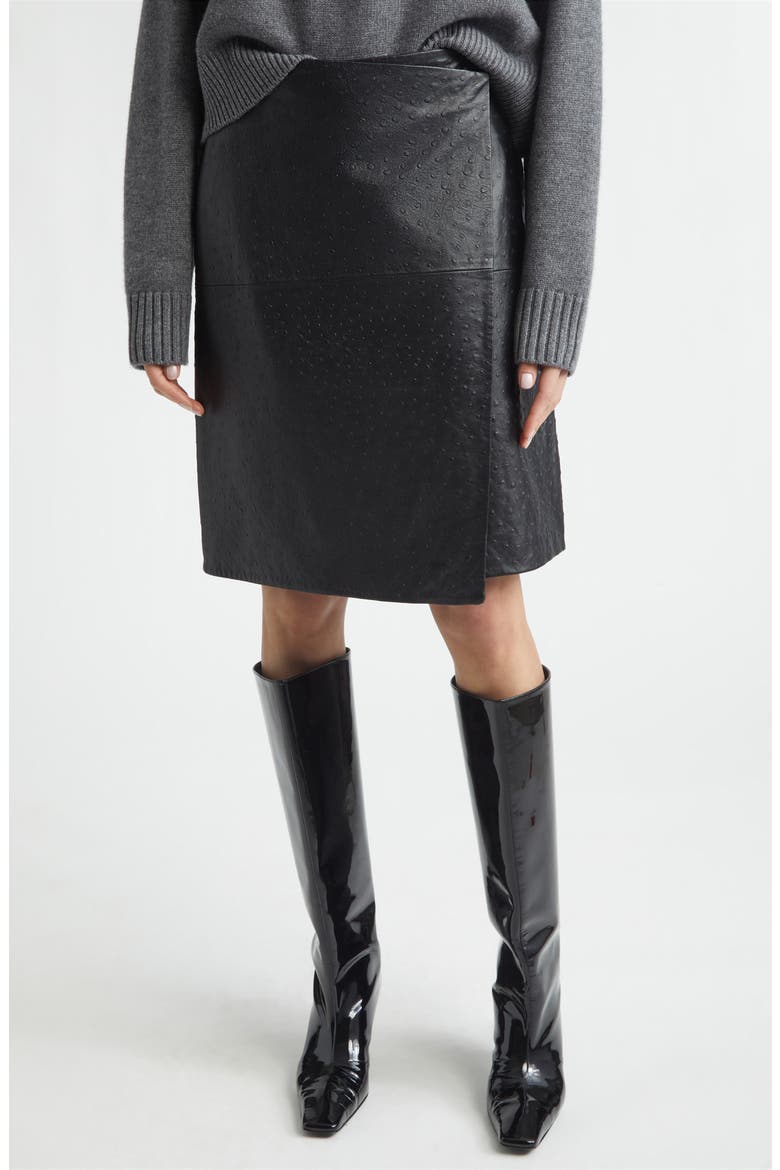 Gora Leather Wrap Skirt, Main, color, BLACK